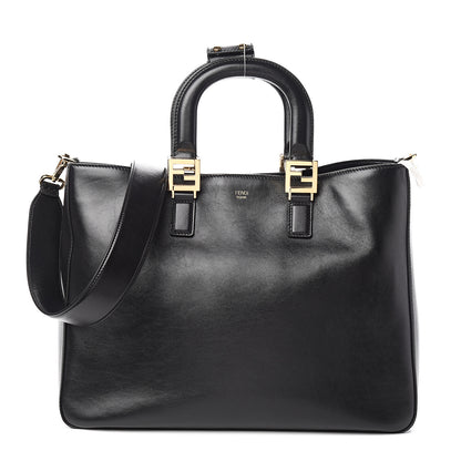 Fendi Vitello Glacier Medium FF Tote Black 1 of 9