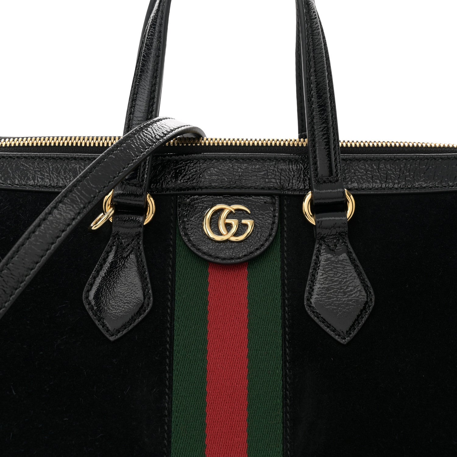 Gucci Suede Patent GG Web Medium Ophidia Tote Bag Black 8 of 13