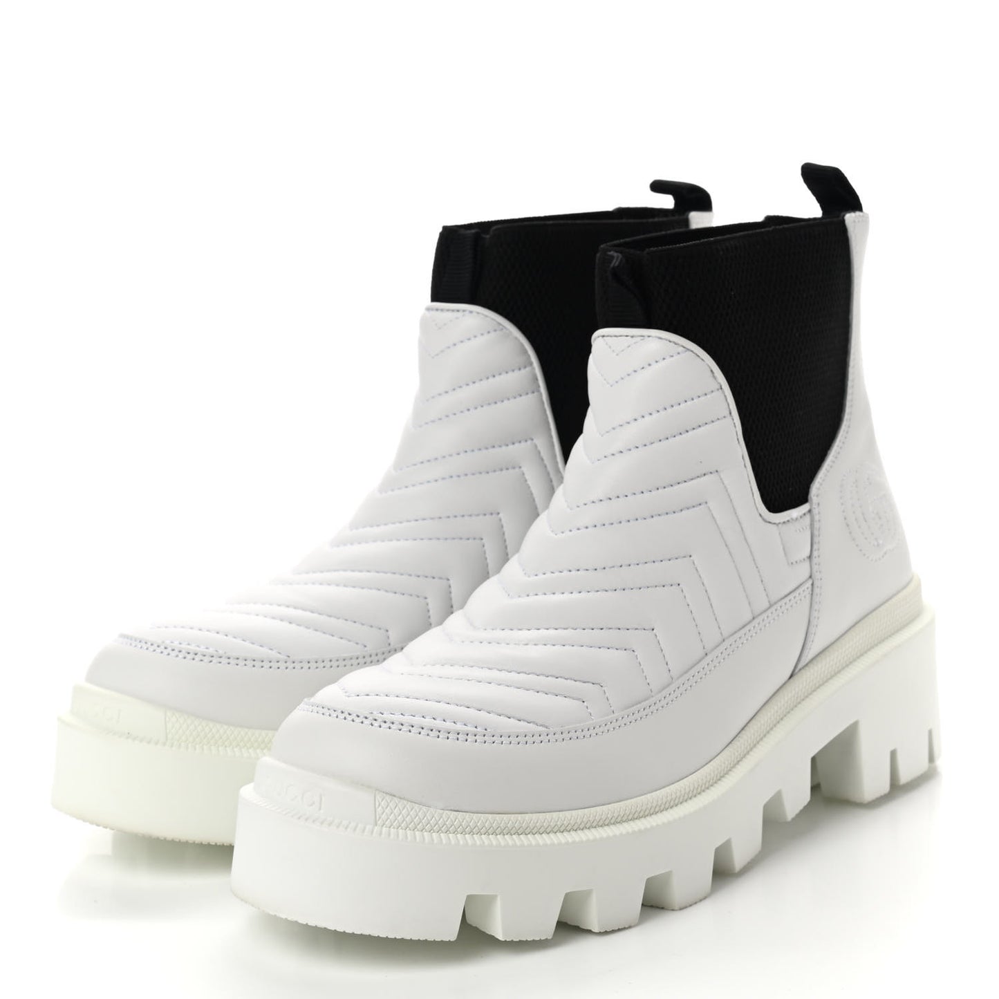 Calfskin Nappa Matelasse Frances Chelsea Boots 39.5 Great White Black