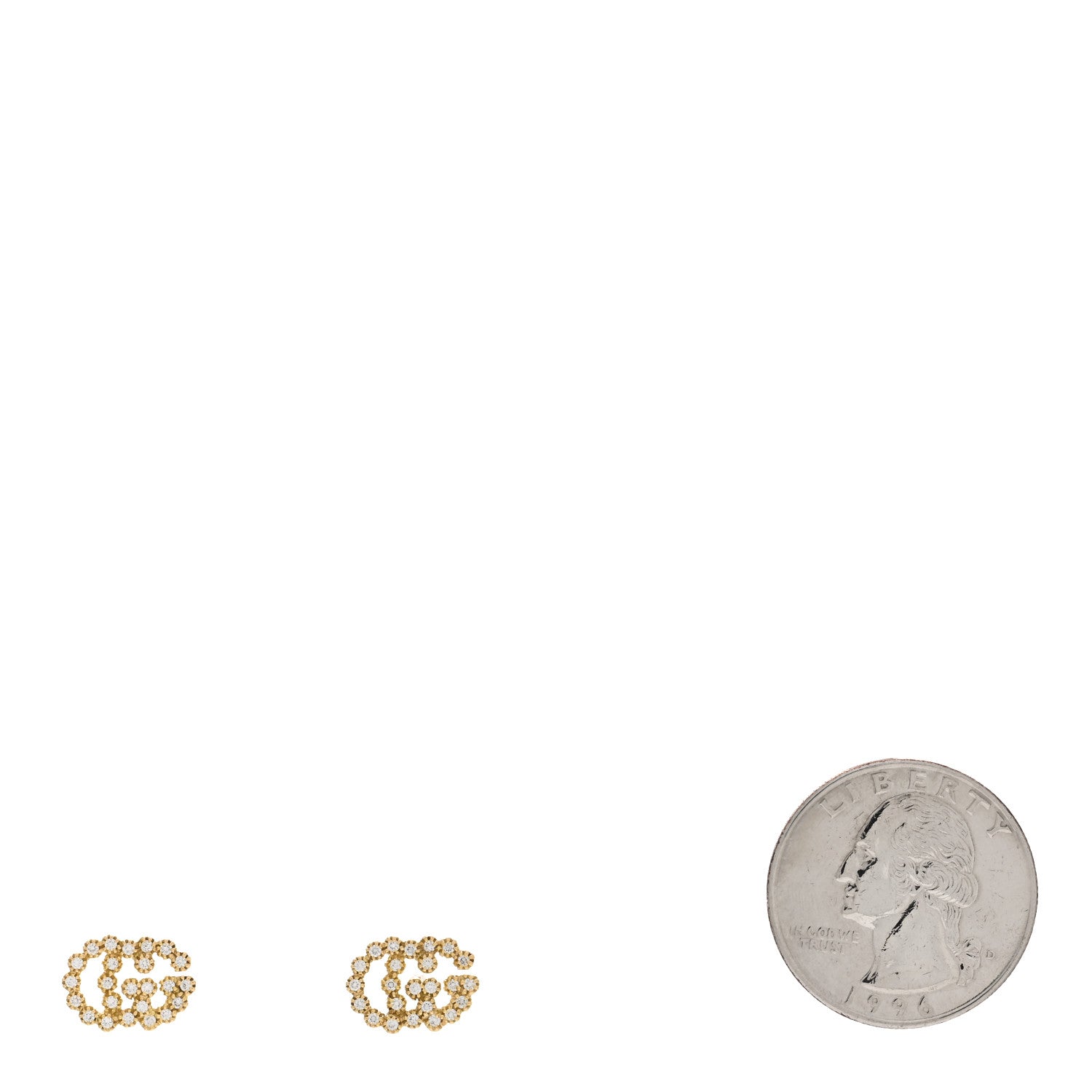 Gucci 18K Yellow Gold Diamond Running G Earrings 2 of 5