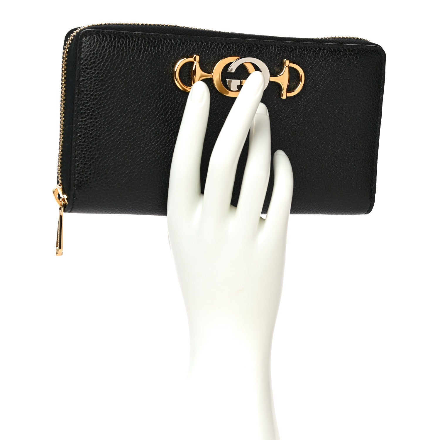 Gucci Grainy Calfskin Zumi Zip Around Wallet Black 2 of 8