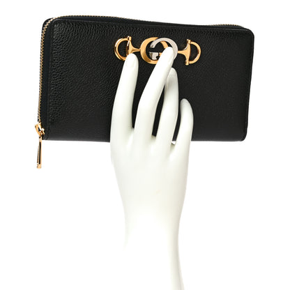 Gucci Grainy Calfskin Zumi Zip Around Wallet Black 2 of 8