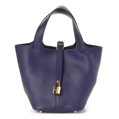 Hermes Taurillon Clemence Picotin Lock 18 PM Bleu Enrce 1 of 10