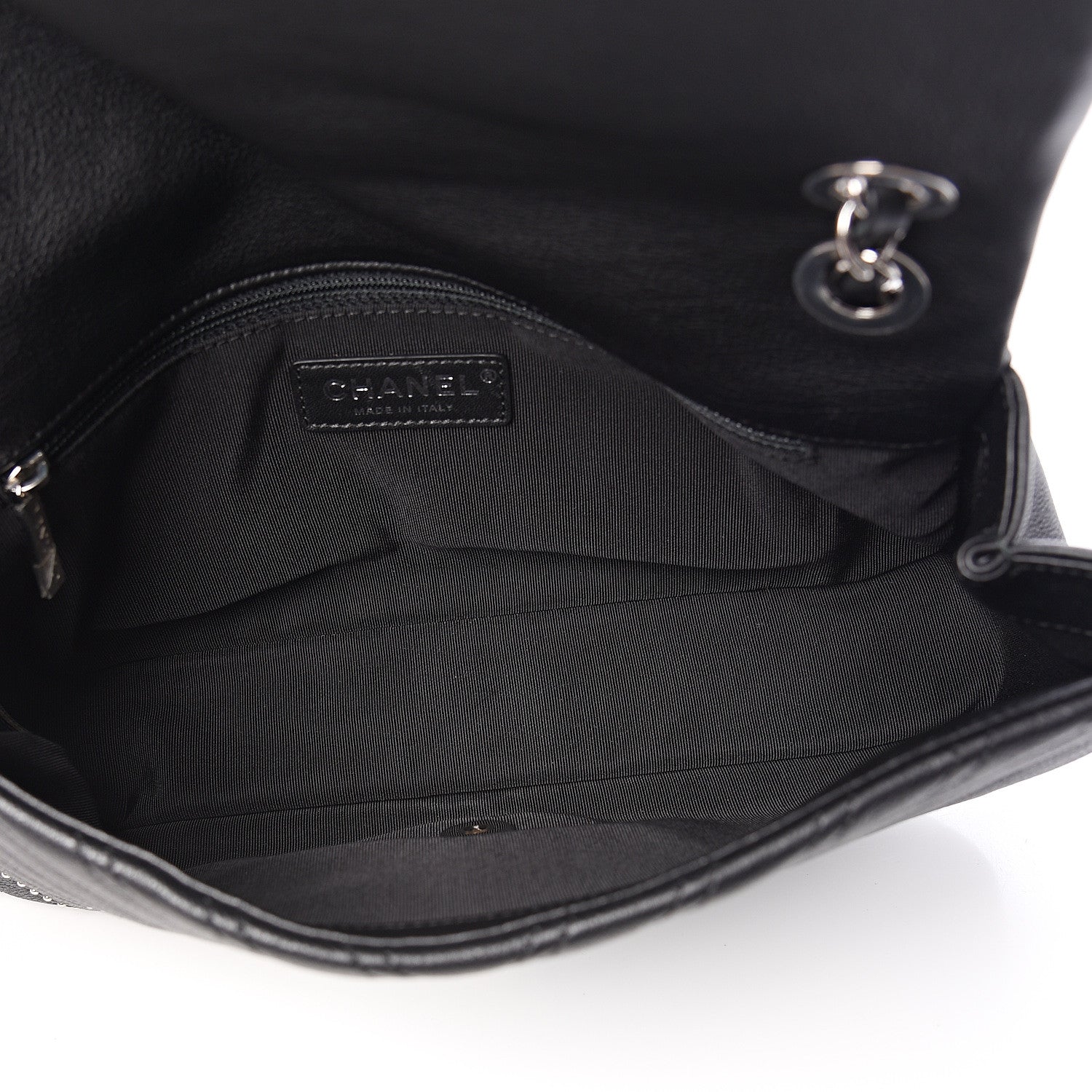 Chanel Calfskin Studded Chevron Quilted Wars Flap Black 4 of 9