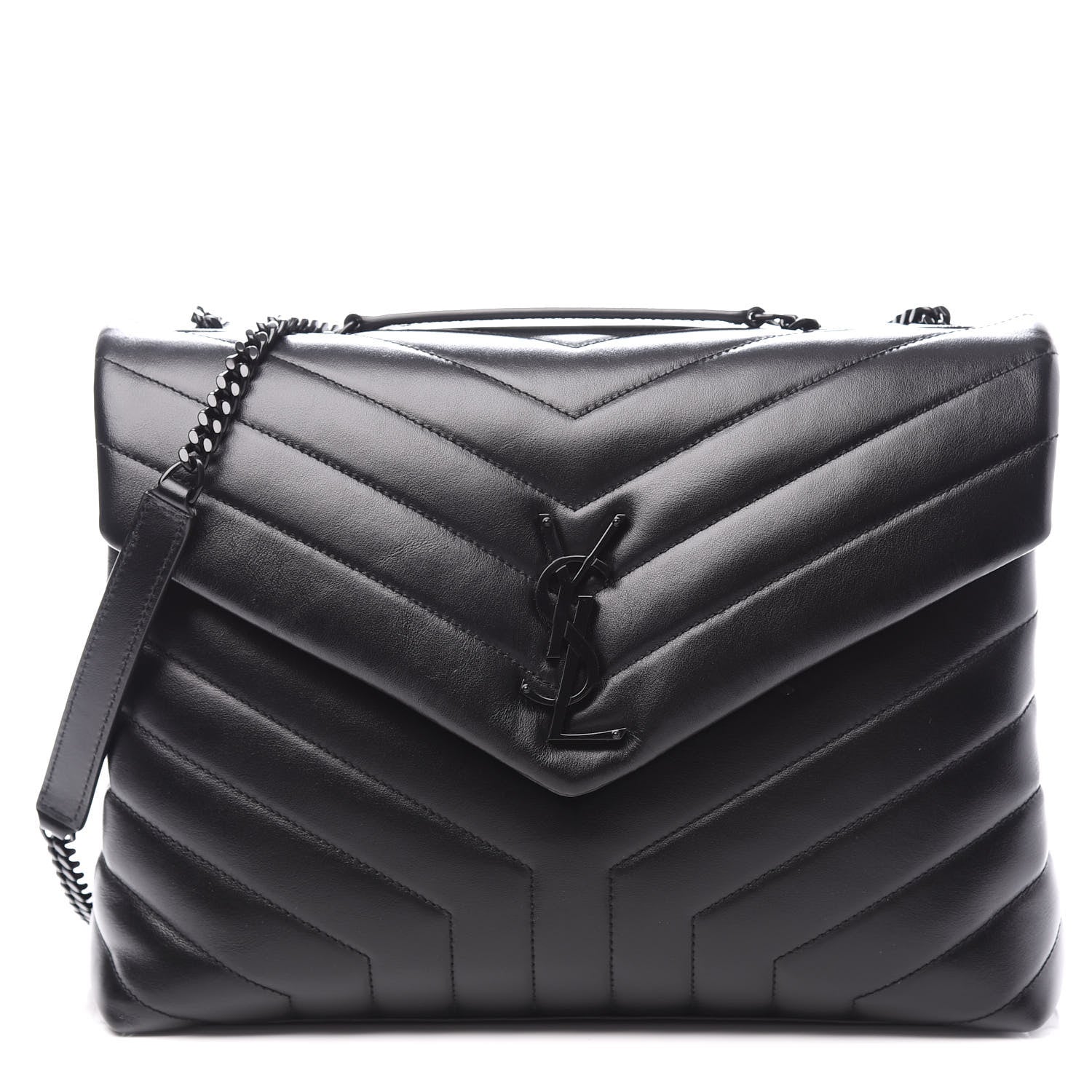 Saint Laurent Calfskin Y Quilted Monogram Medium Loulou Chain Satchel Black 1 of 11