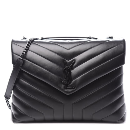 Saint Laurent Calfskin Y Quilted Monogram Medium Loulou Chain Satchel Black 1 of 11