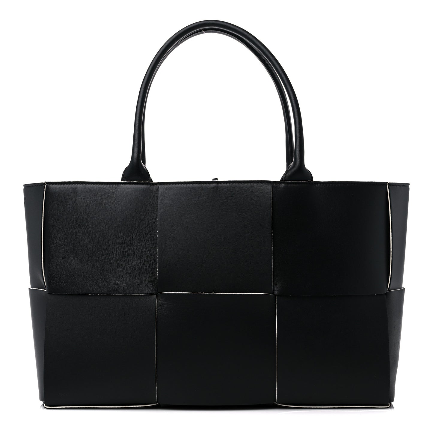 Nappa Maxi Intrecciato Arco Tote Black White
