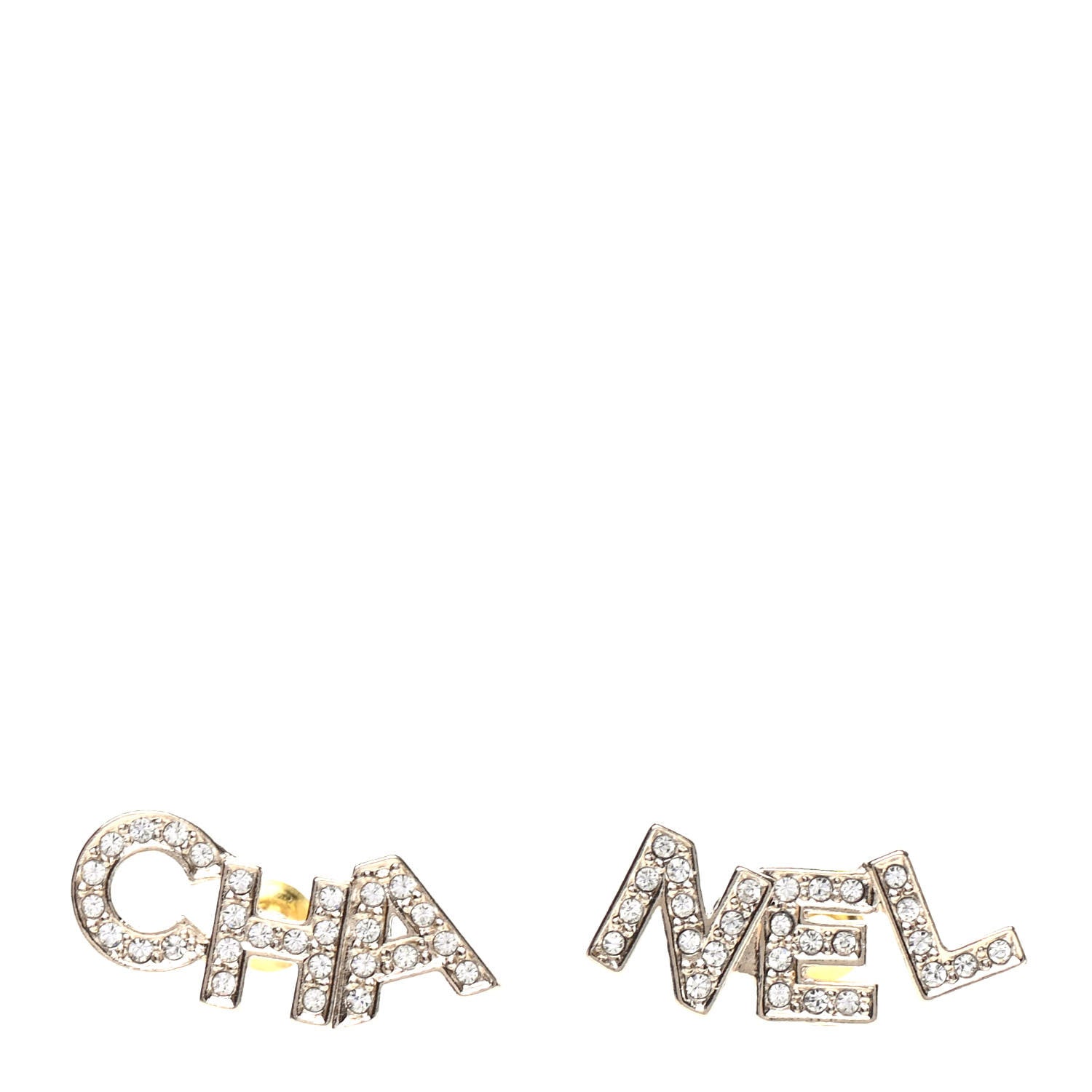 Chanel Crystal Pearl Signature Stud Earrings Gold 1 of 5