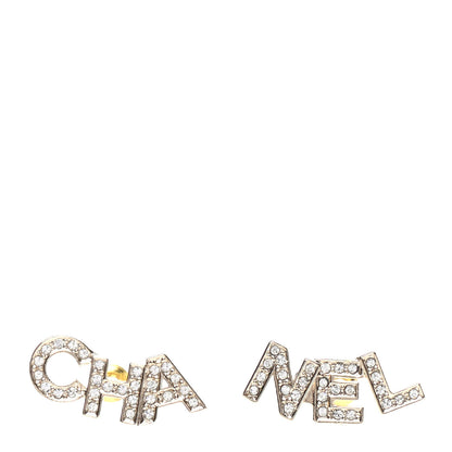 Chanel Crystal Pearl Signature Stud Earrings Gold 1 of 5
