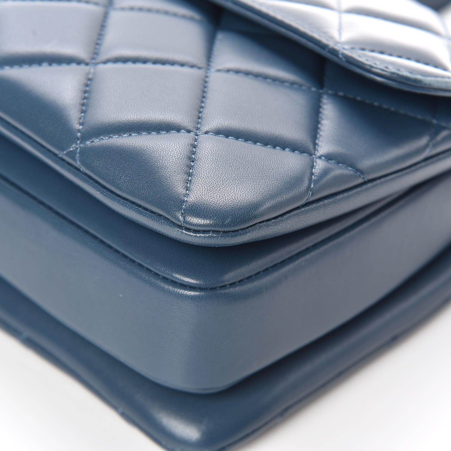 FASHIONPHILE CHANELLambskinQuiltedSmallTrendyCCFlapDualHandleBagBlue 12 of 15