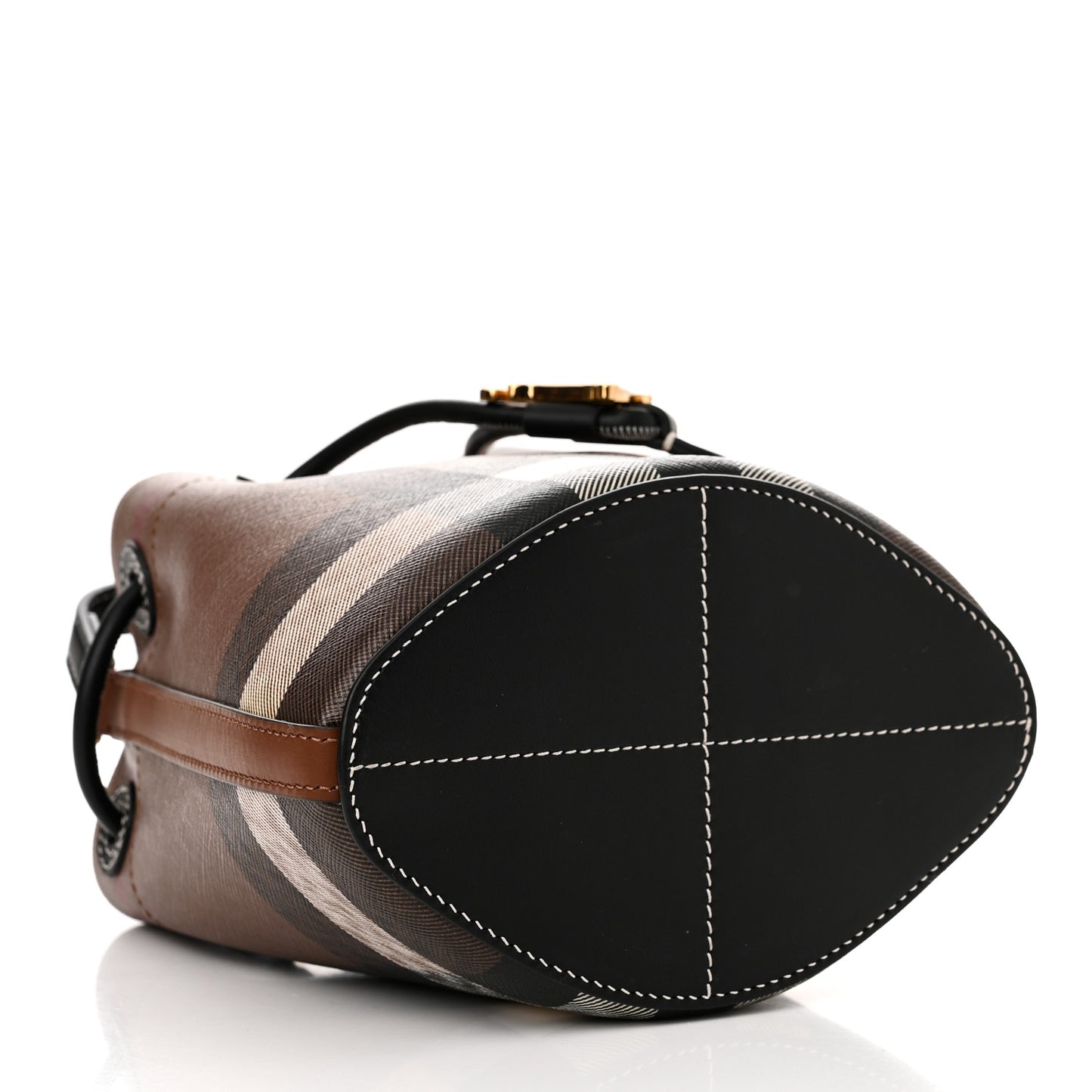 Giant Check Calfskin TB Mini Bucket Bag Dark Birch