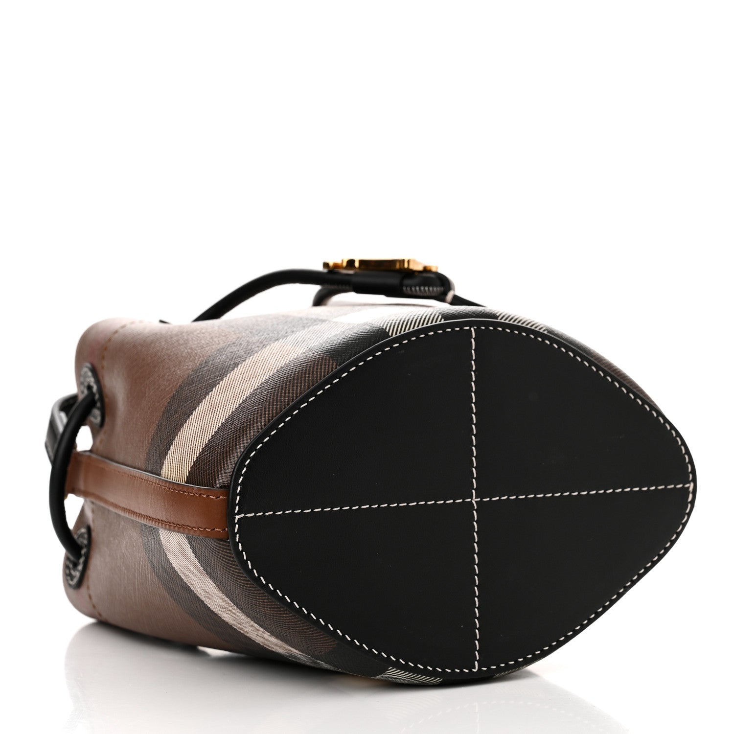Burberry Giant Check Calfskin TB Mini Bucket Bag Dark Birch 4 of 10