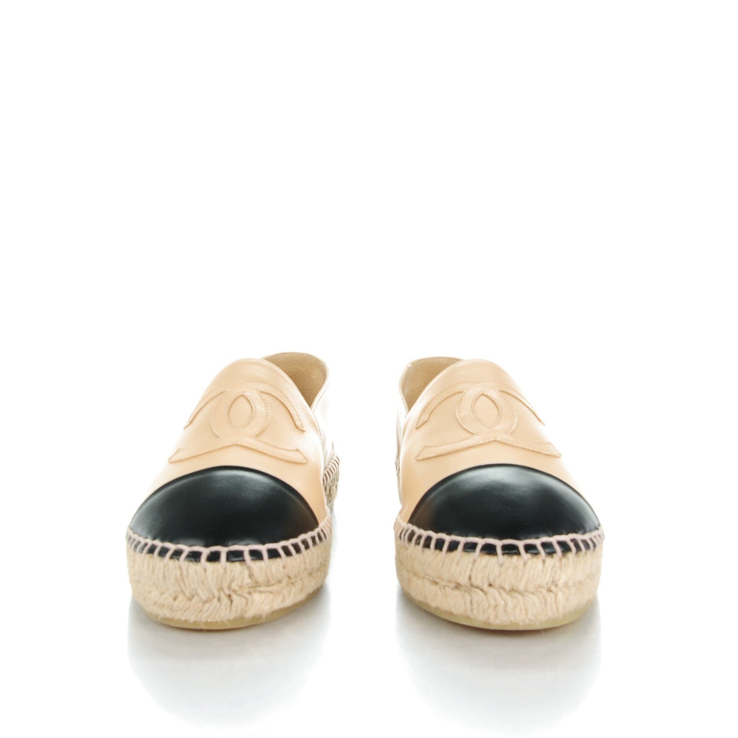 Chanel Lambskin CC Espadrilles 40 Beige Black 2 of 10