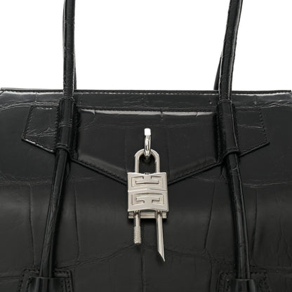 Givenchy Calfskin Crocodile Embossed Medium Lock Antigona Black 8 of 12