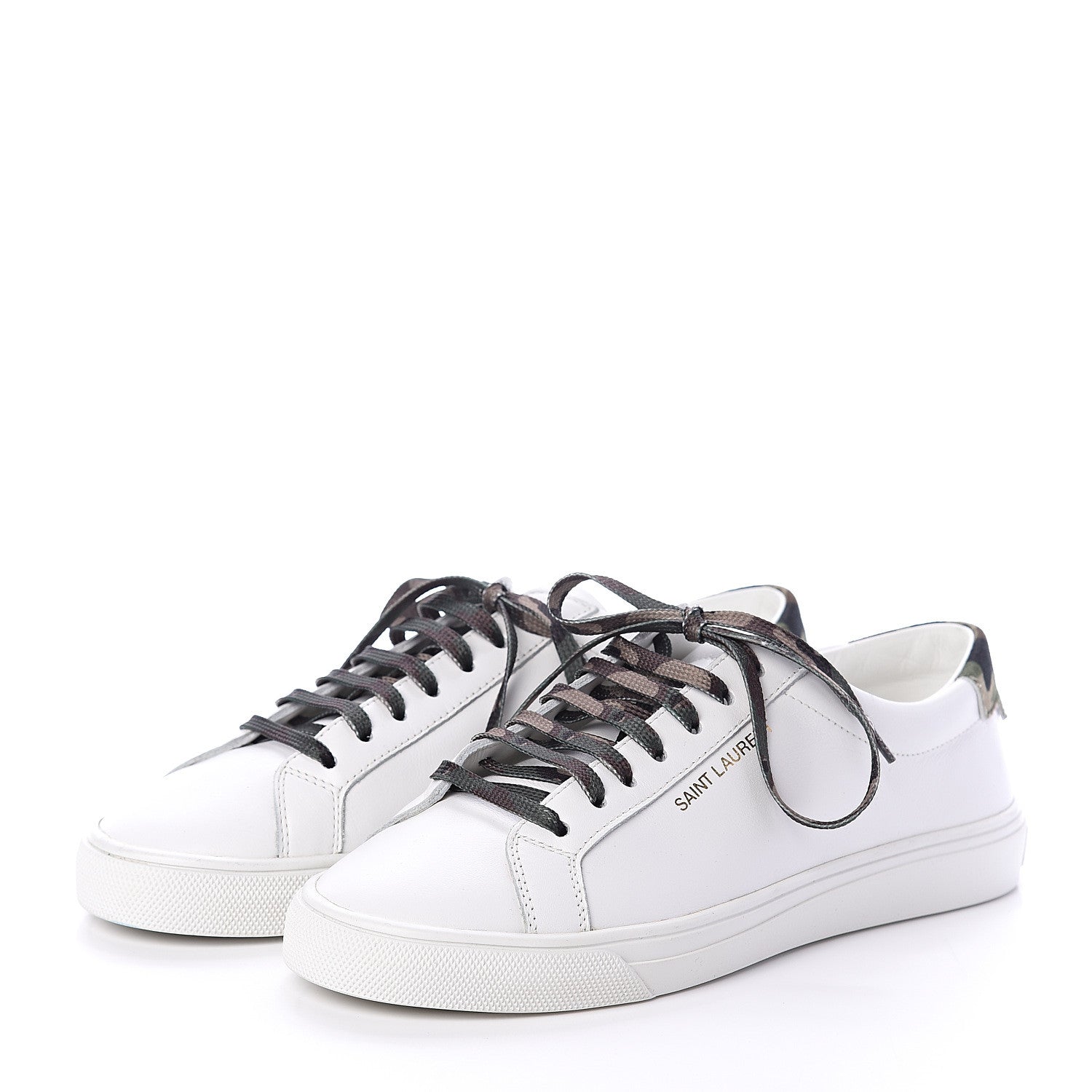Saint Laurent Calfskin Camouflage Womens Andy Low Top Sneakers 35.5 Optic White 3 of 7