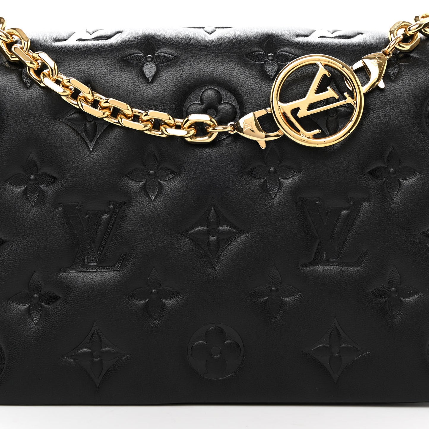 Lambskin Embossed Monogram Pochette Coussin Black