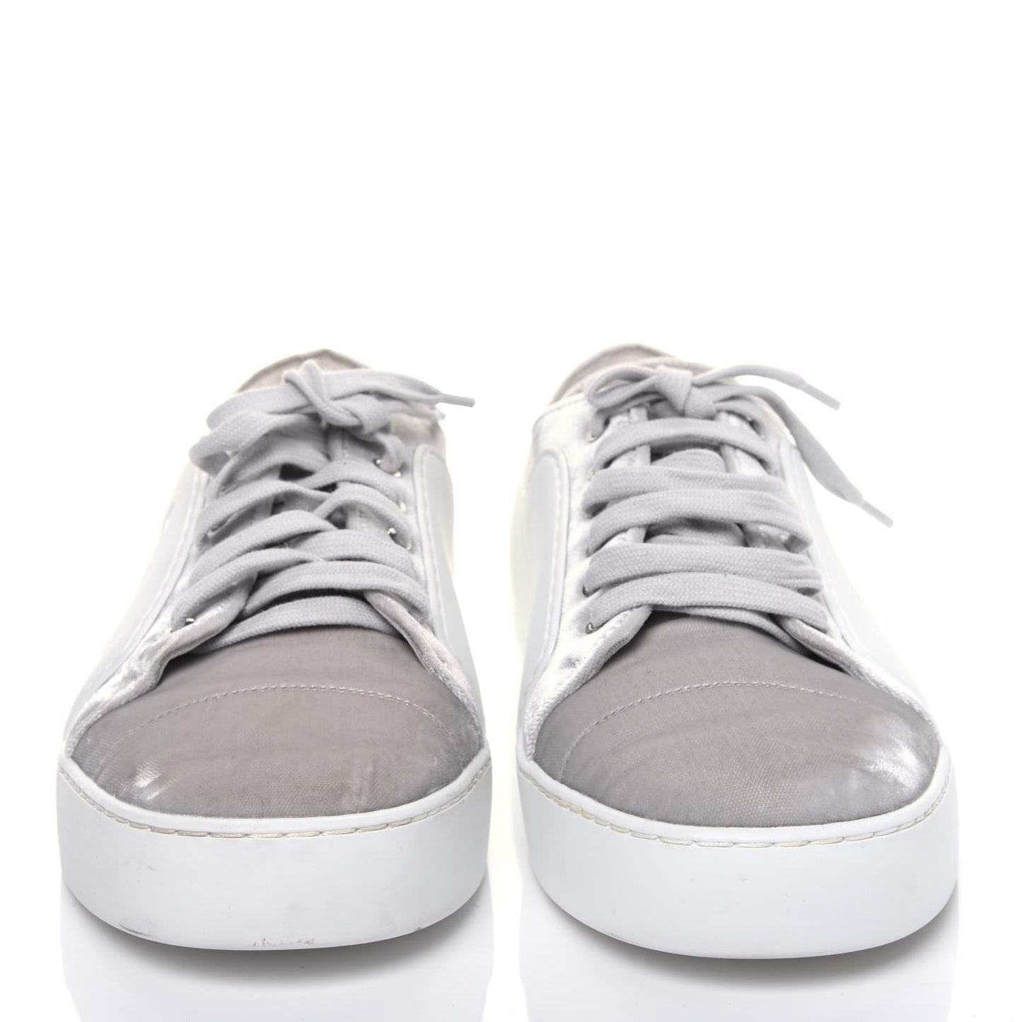 Calfskin Velvet Womens CC Sneakers 41.5 White Silver