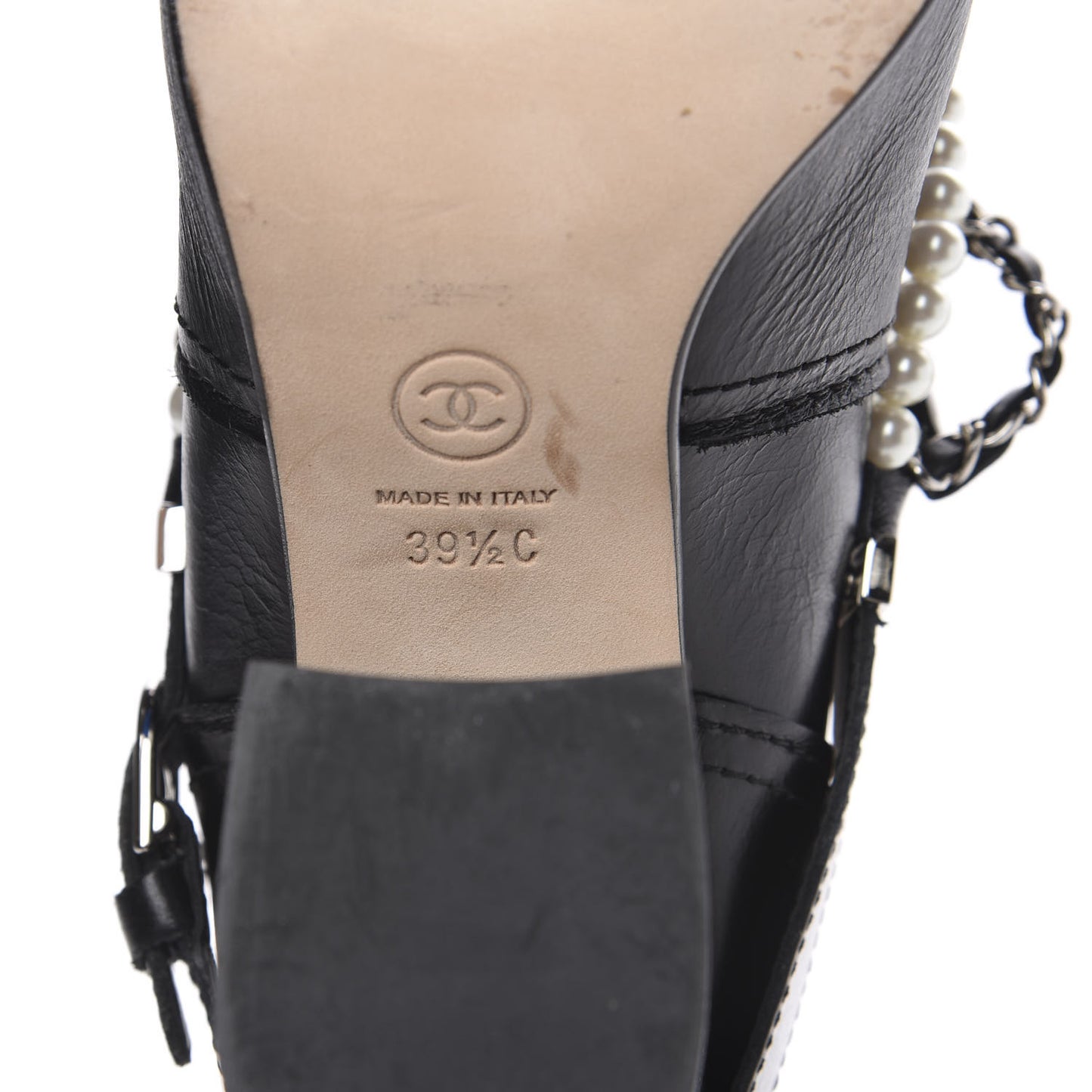 Calfskin Pearl Cap Toe Short Boots 39.5 Black
