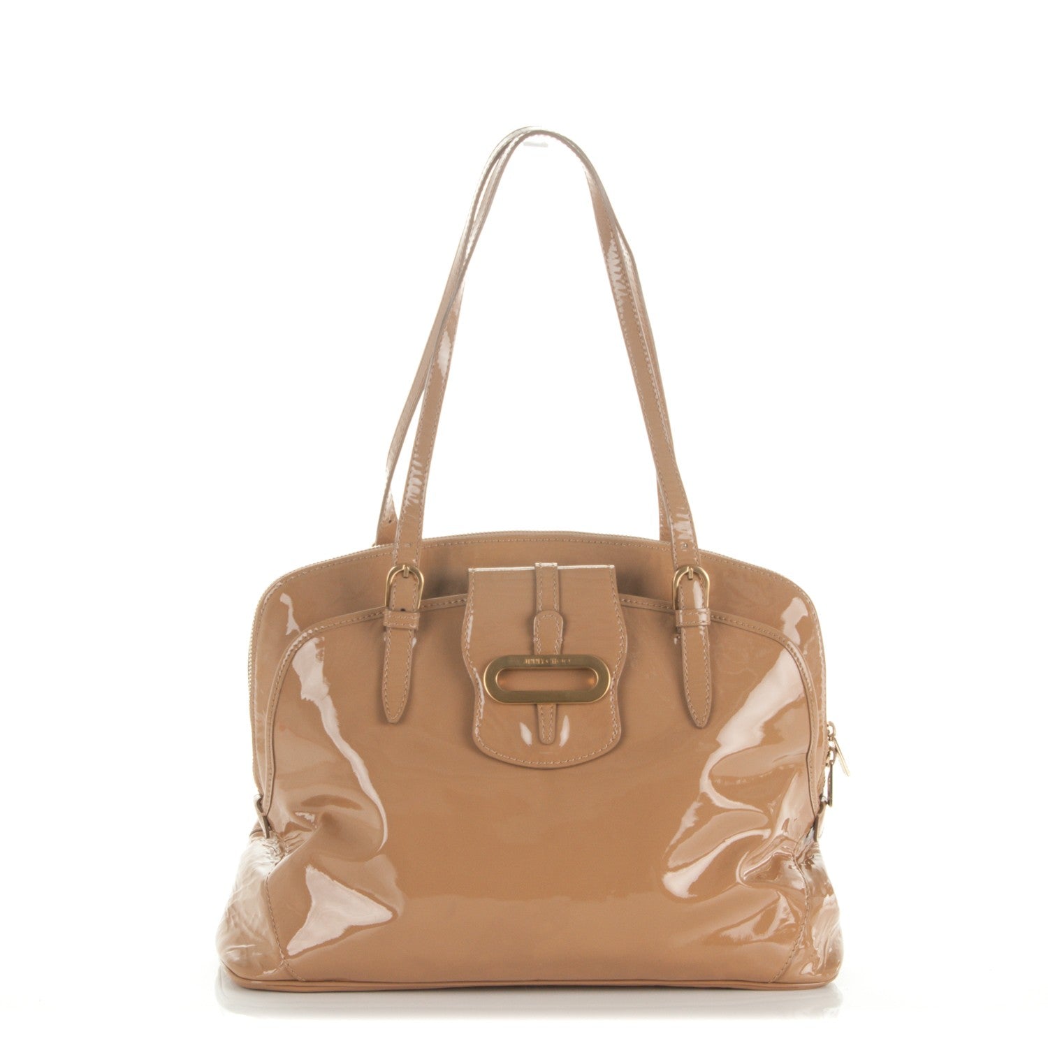 Jimmy Choo Patent Thora Dome Shopper Nude 1 of 6