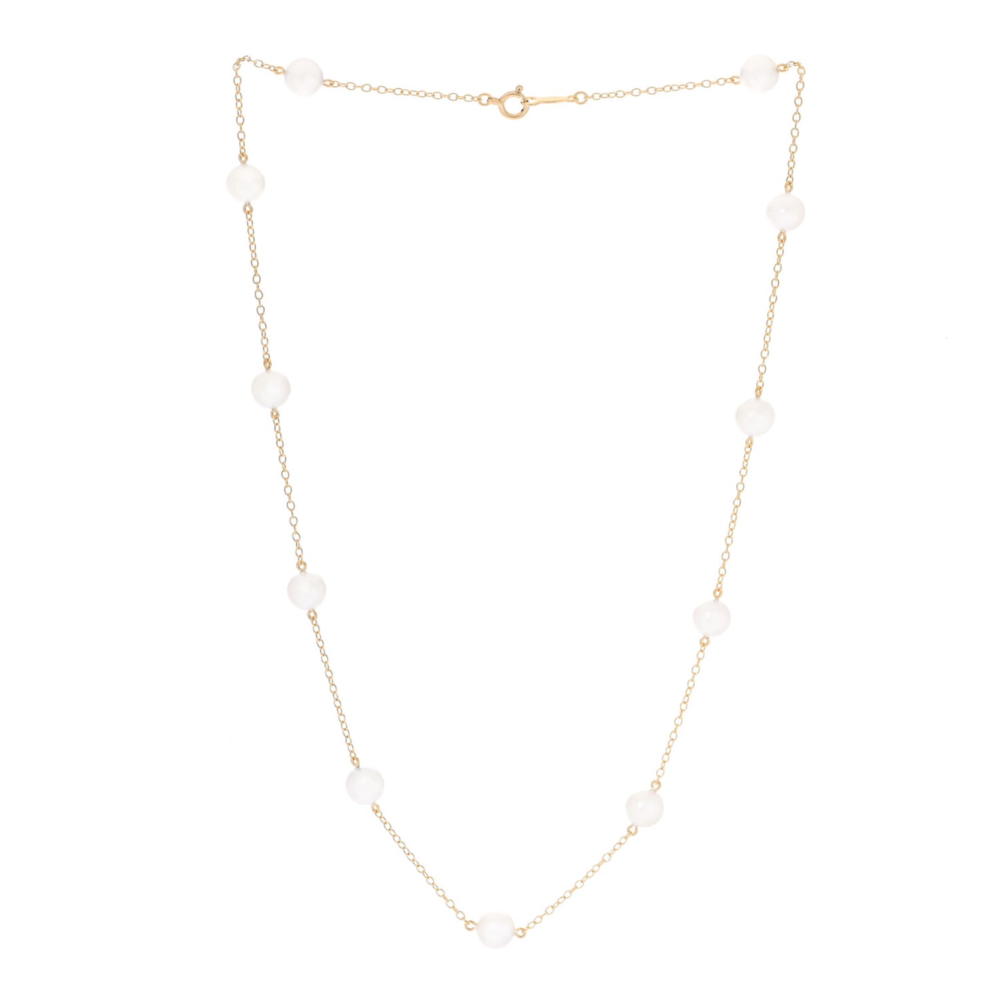 18K Yellow Gold Akoya Pearl 6-6.5mm Station Necklace