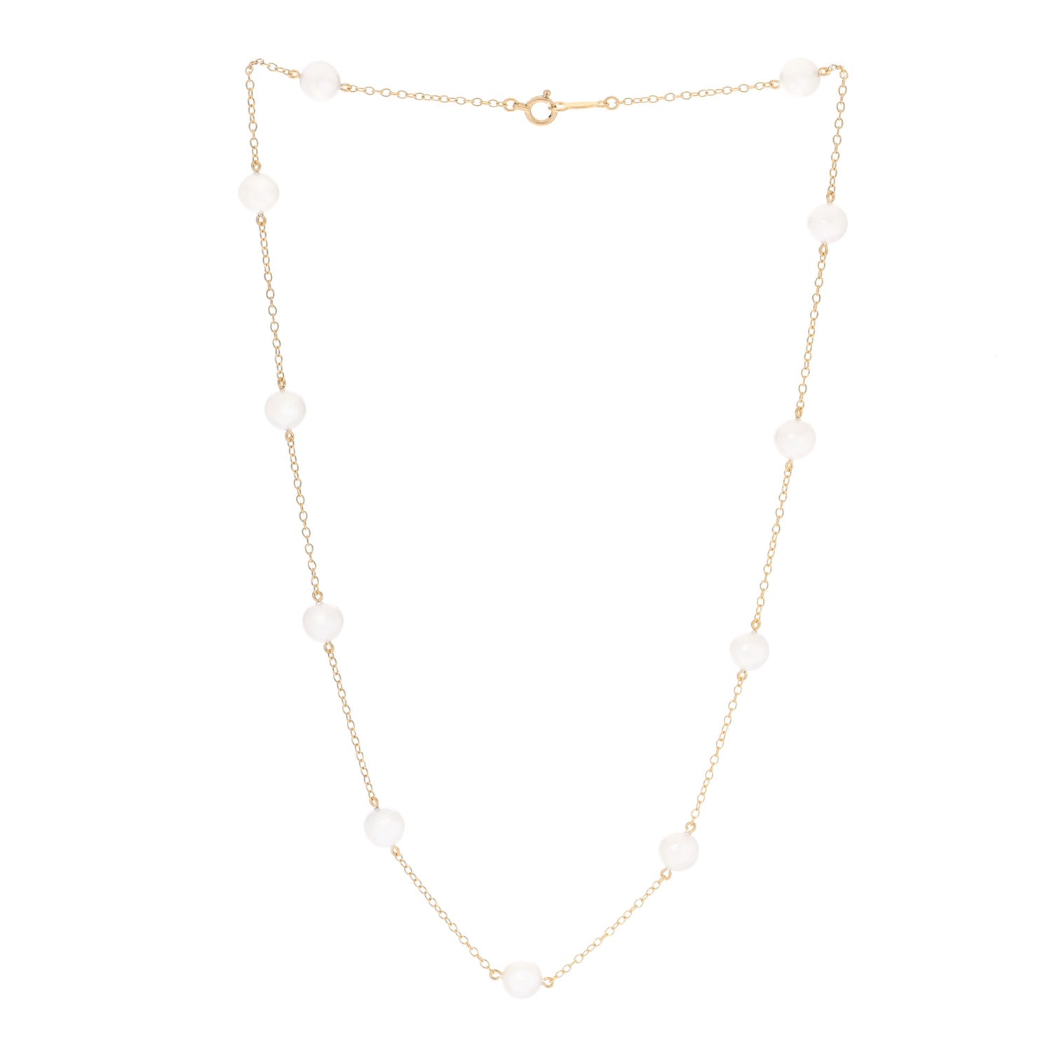 Mikimoto 18K Yellow Gold Akoya Pearl 6-6.5mm Station Necklace 2 of 4