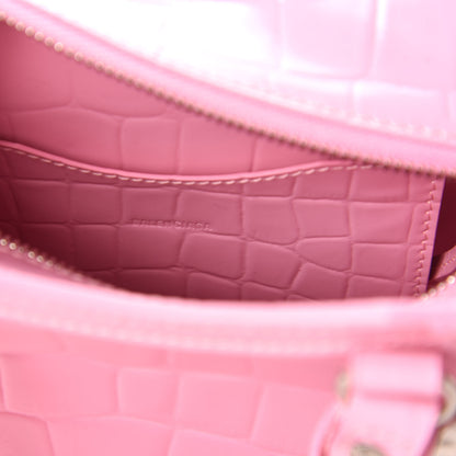 Balenciaga Semi Shiny Calfskin Crocodile Embossed Neo Classic Silver Hardware Mini City Pink 8 of 9