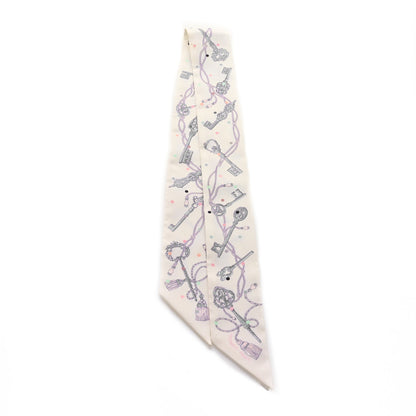 Hermes Silk Les Cles A Pois Twilly White Gris Acier 2 of 4