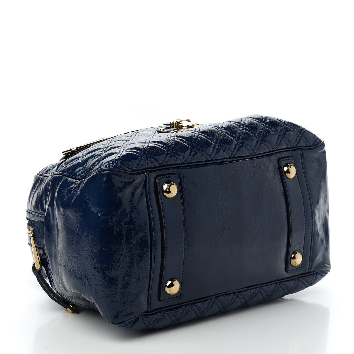 Patent Goatskin Quilted Large Ursula Bowler Midnight
