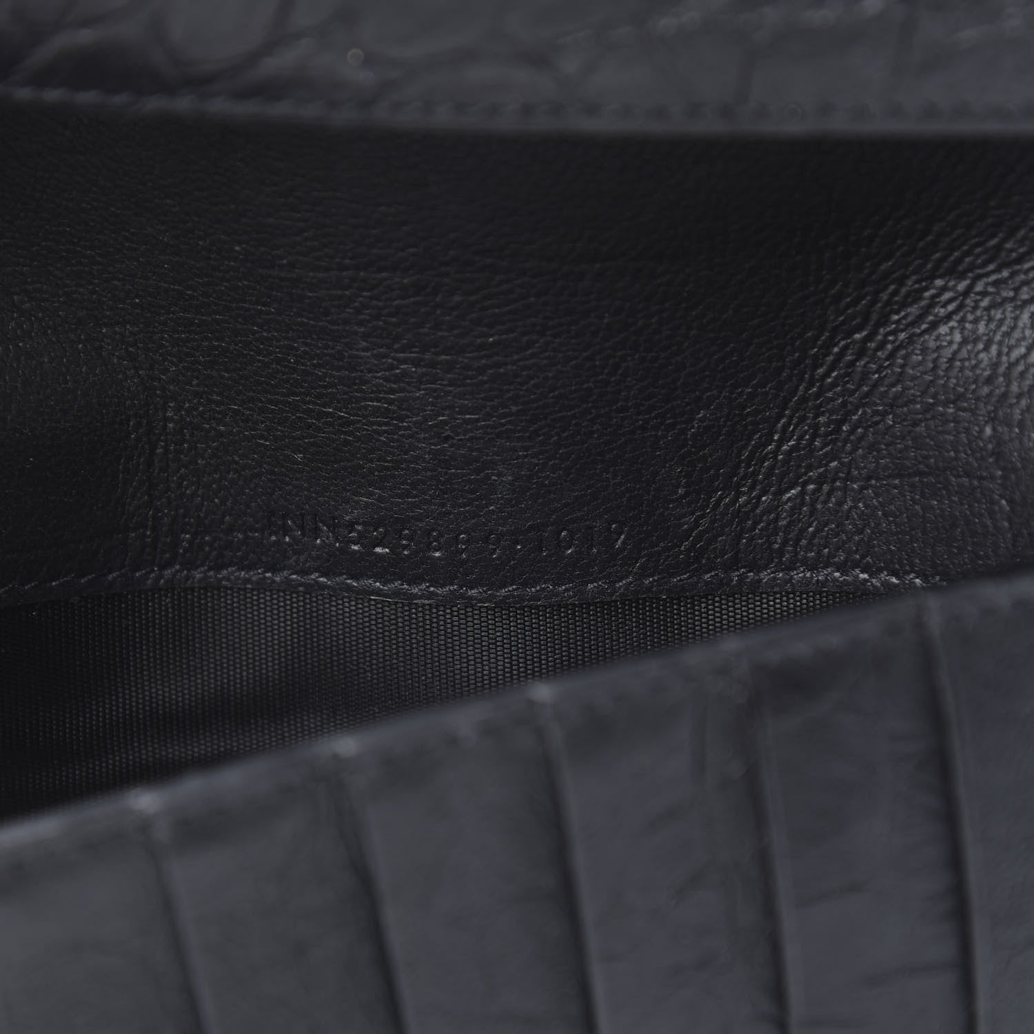 Saint Laurent Crocodile Embossed Sheepskin Mens Zip Around Continental Wallet Black 7 of 8
