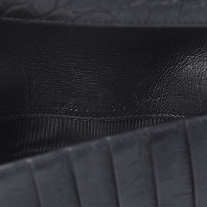 Saint Laurent Crocodile Embossed Sheepskin Mens Zip Around Continental Wallet Black 7 of 8