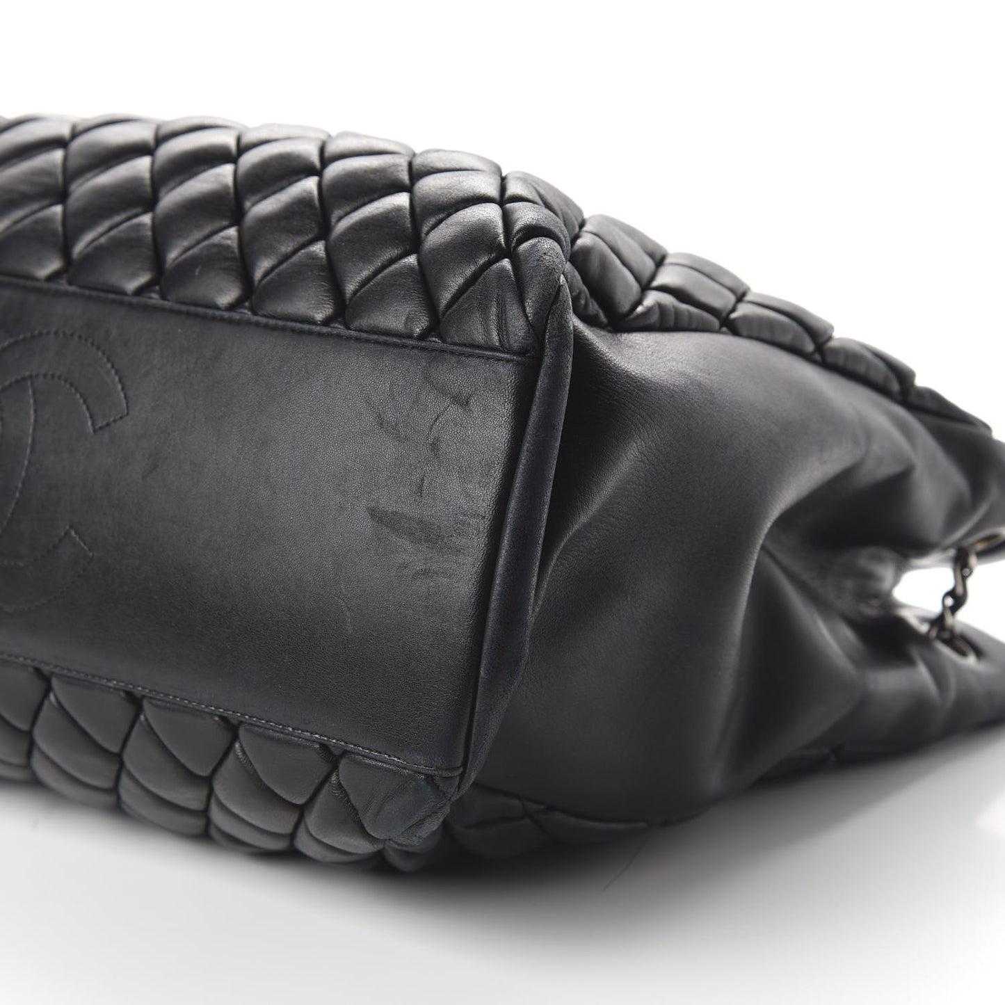 Lambskin Quilted Medium New Bubble North South Tote Black