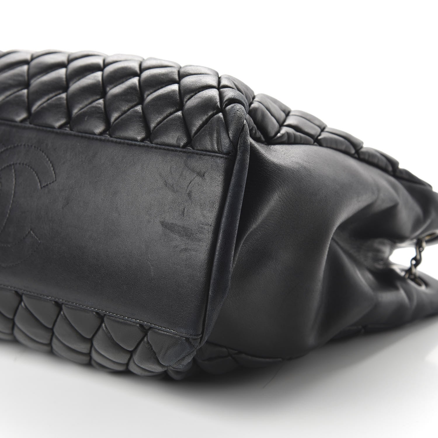 Chanel Lambskin Quilted Medium New Bubble North South Tote Black 7 of 10