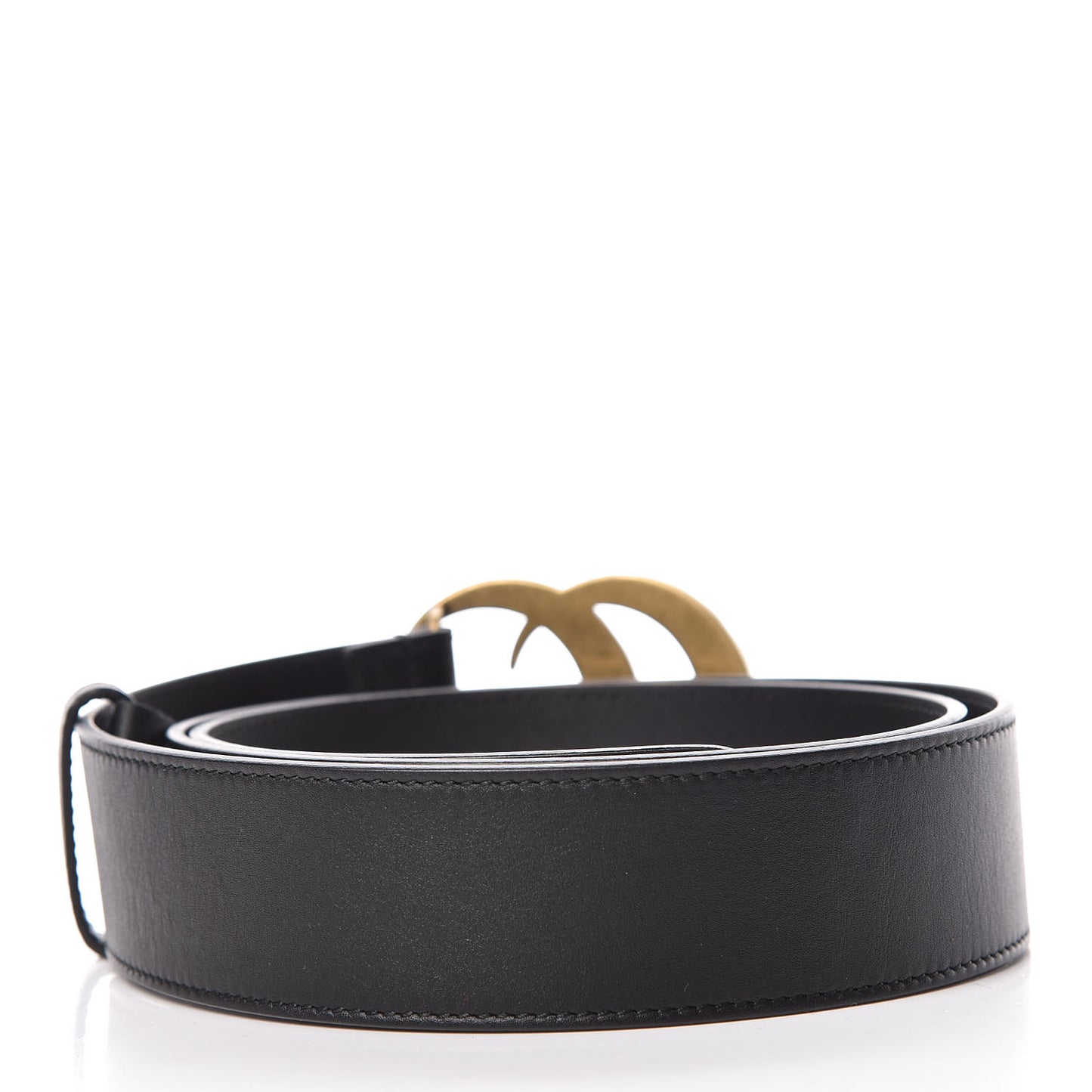 Moon Calfskin Pearl Double G 40mm Belt 95 38 Black Cream