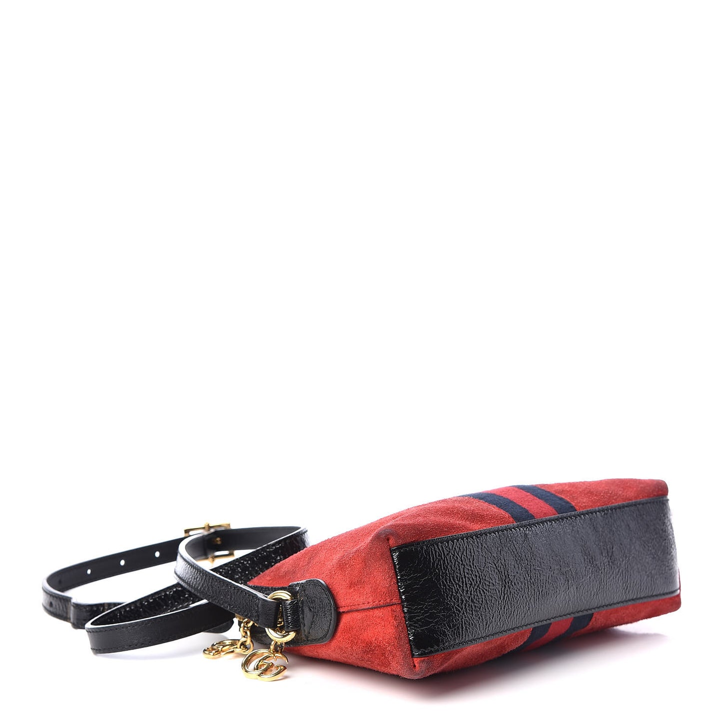 Suede Patent Web GG Small Ophidia Dome Shoulder Bag Hibiscus Red