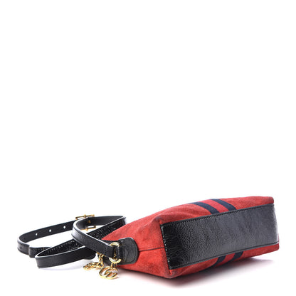 Gucci Suede Patent Web GG Small Ophidia Dome Shoulder Bag Hibiscus Red 4 of 12