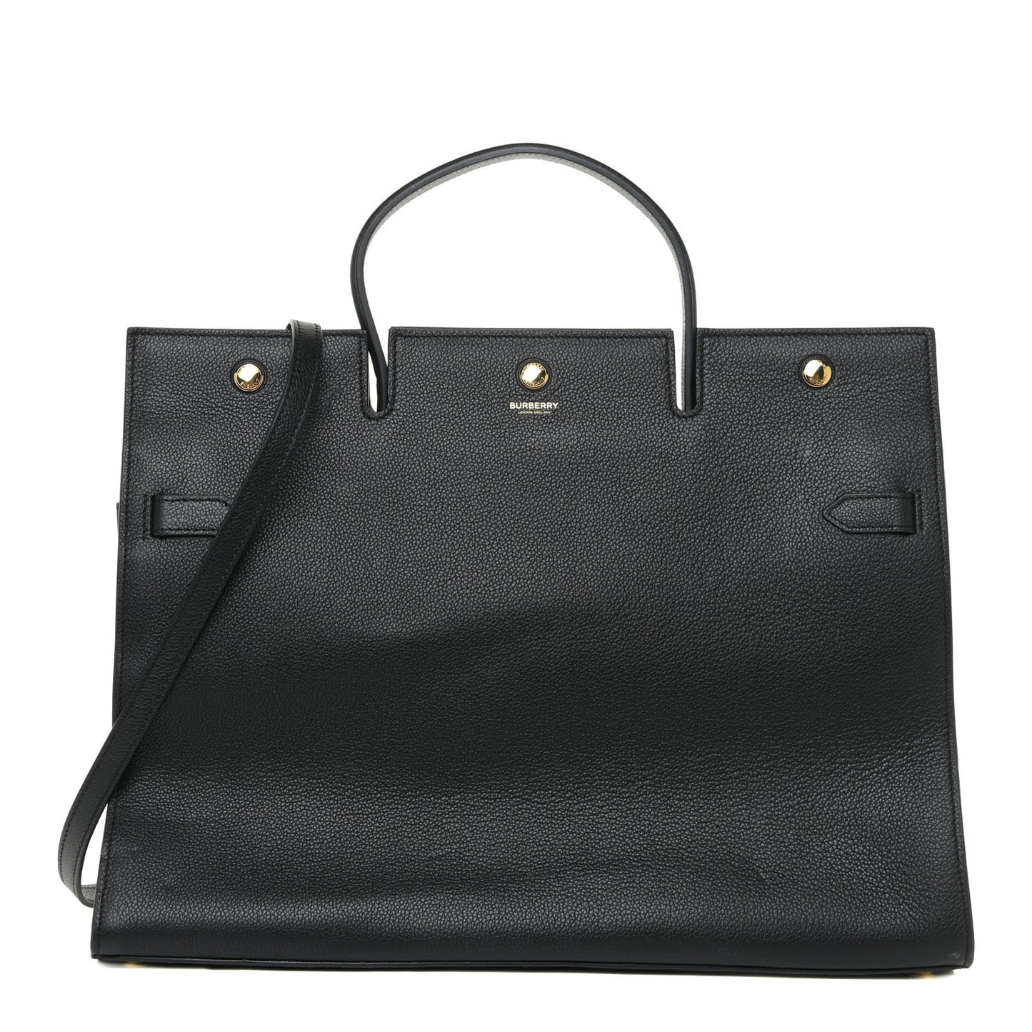 Grainy Calfskin Large Title Bag Black