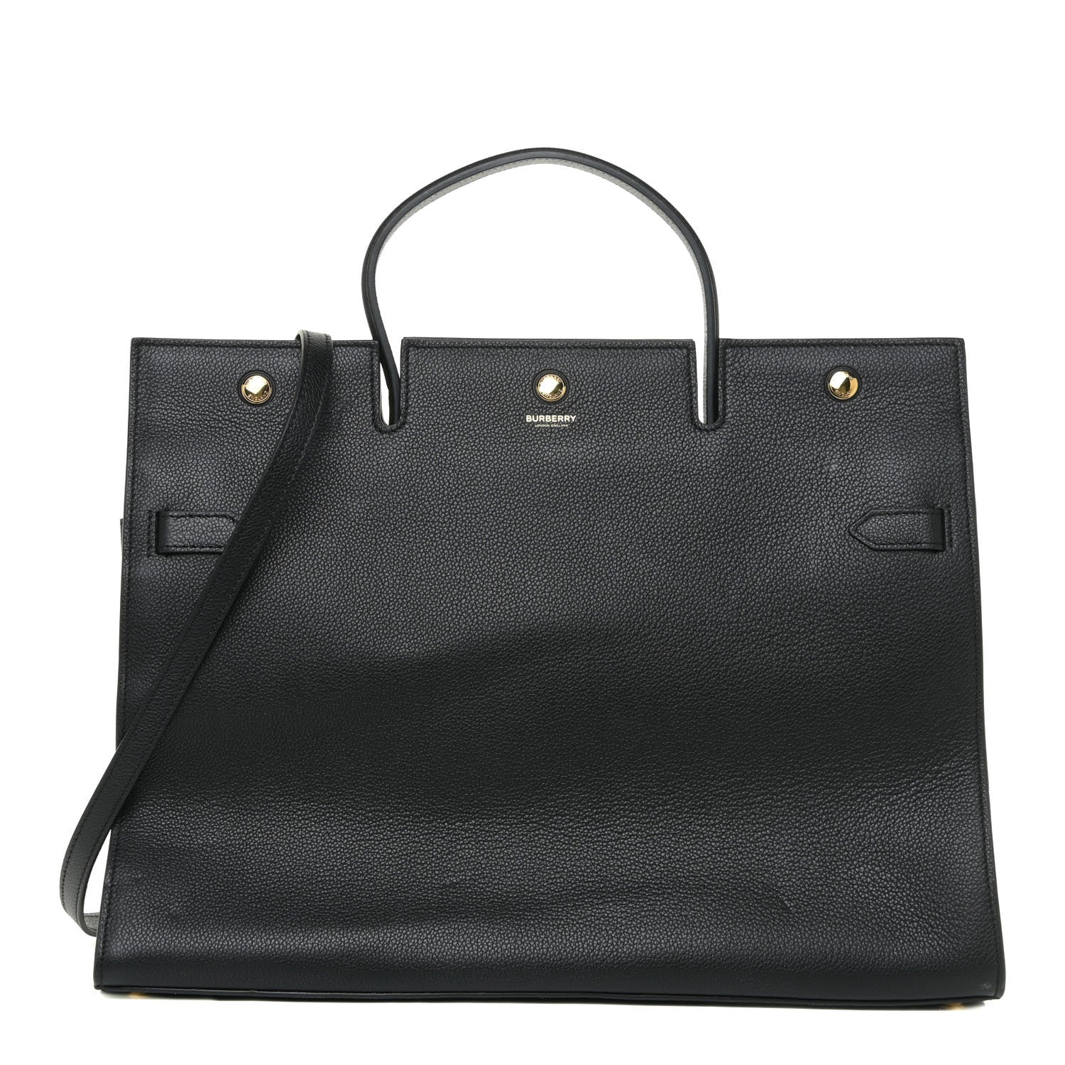Burberry Grainy Calfskin Large Title Bag Black 1 of 14