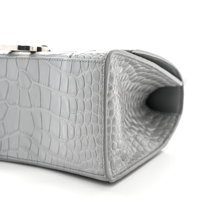 Balenciaga Shiny Calfskin Crocodile Embossed Small Hourglass Top Handle Bag Balenciaga Grey 10 of 10