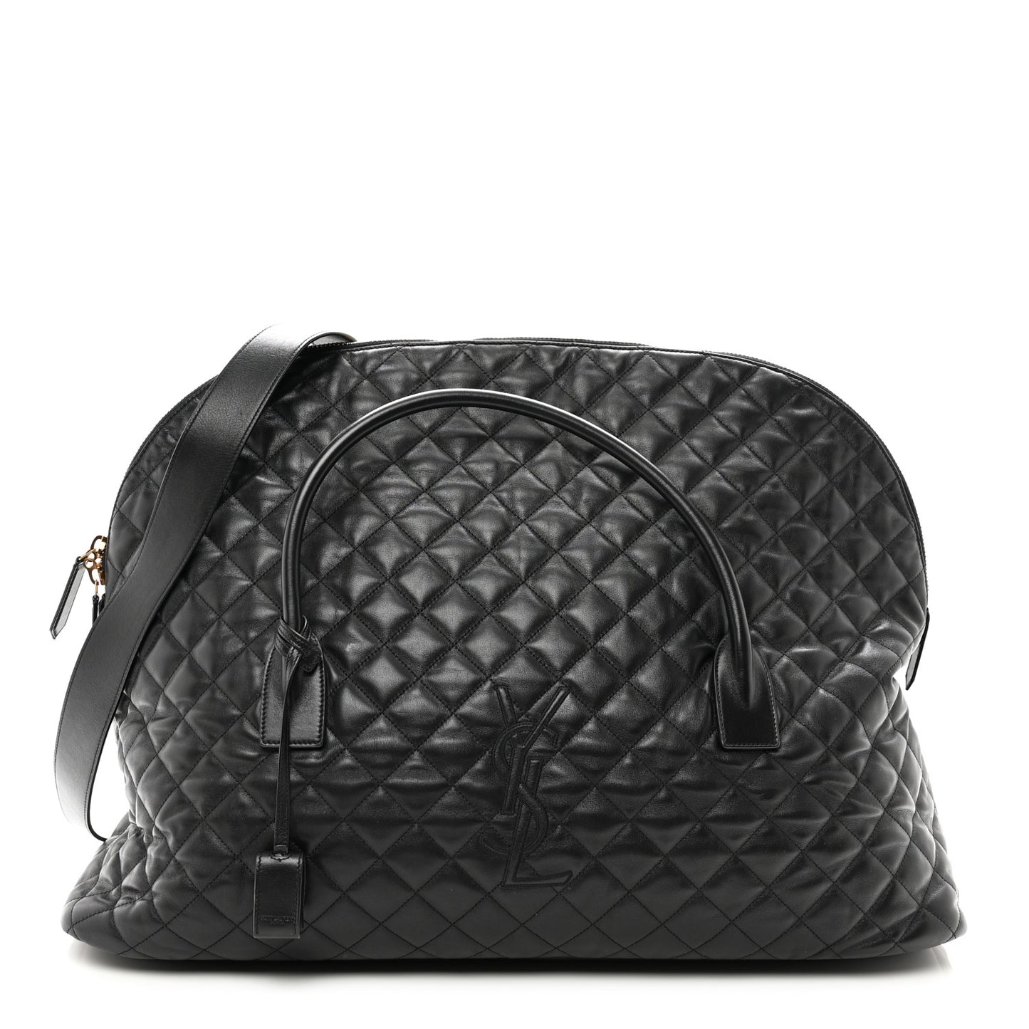 Calfskin Quilted ES Giant Travel Bag Black