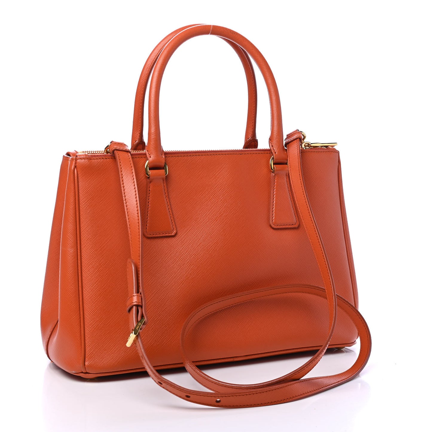 Saffiano Small Galleria Double Zip Tote Papaya