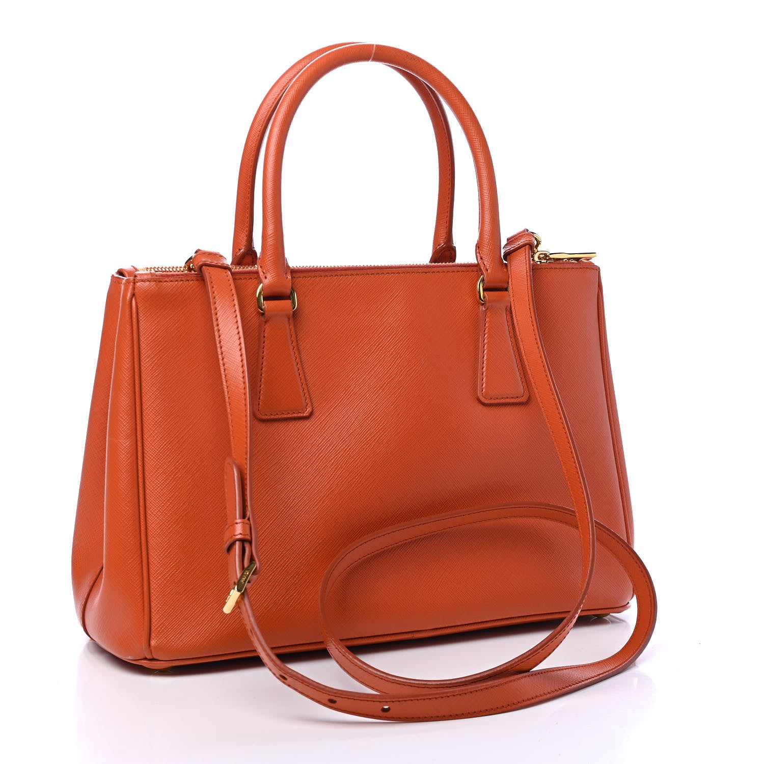 Prada Saffiano Small Galleria Double Zip Tote Papaya 2 of 9