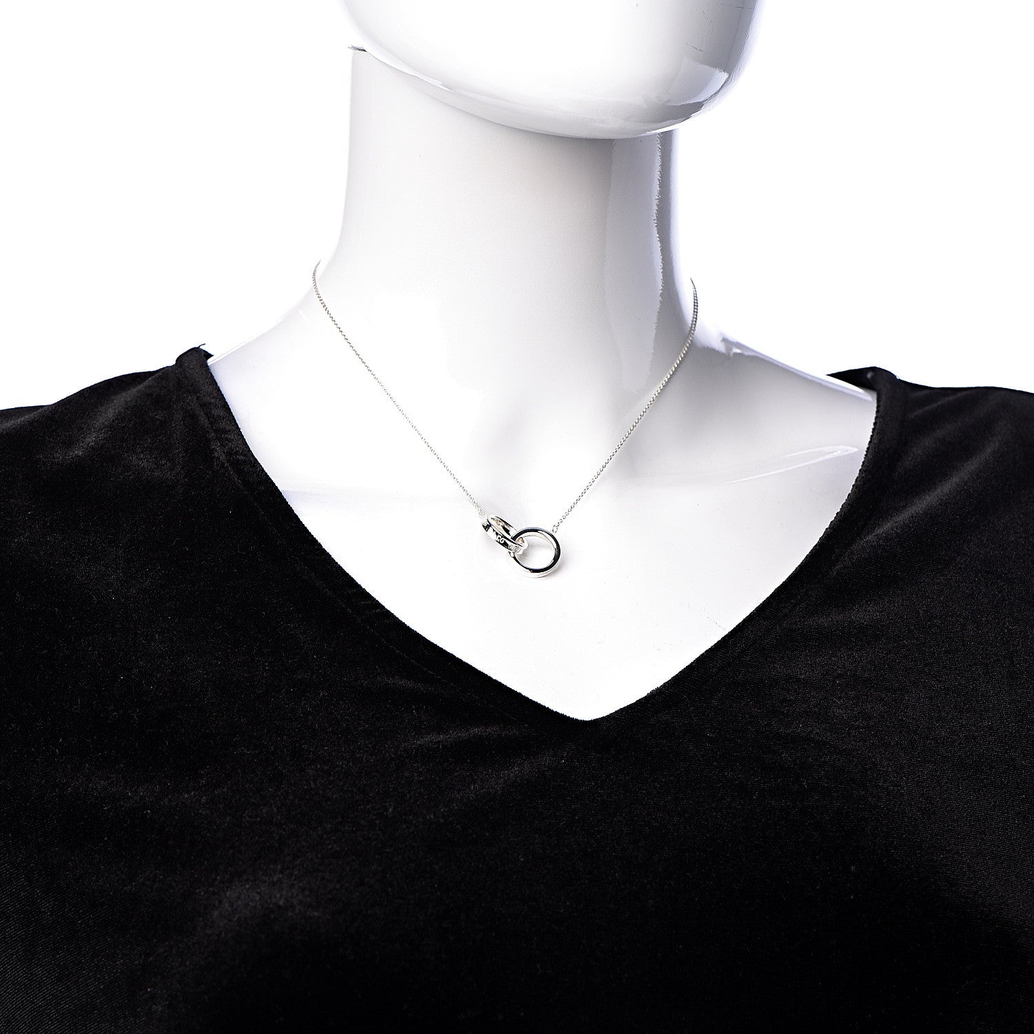Tiffany Sterling Silver 1837 Interlocking Circles Pendant Necklace 2 of 6