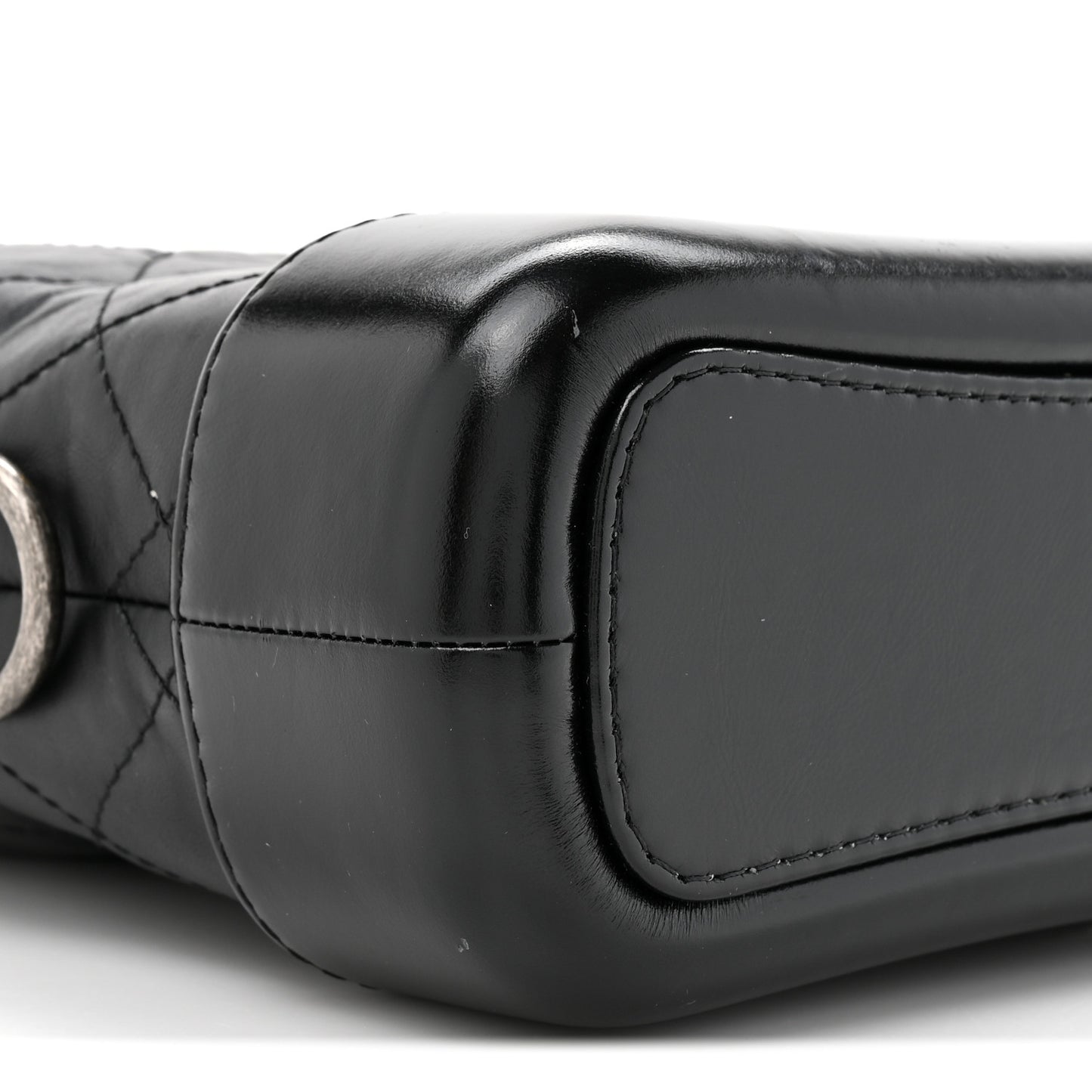 Aged Calfskin Quilted Small Gabrielle Hobo Black