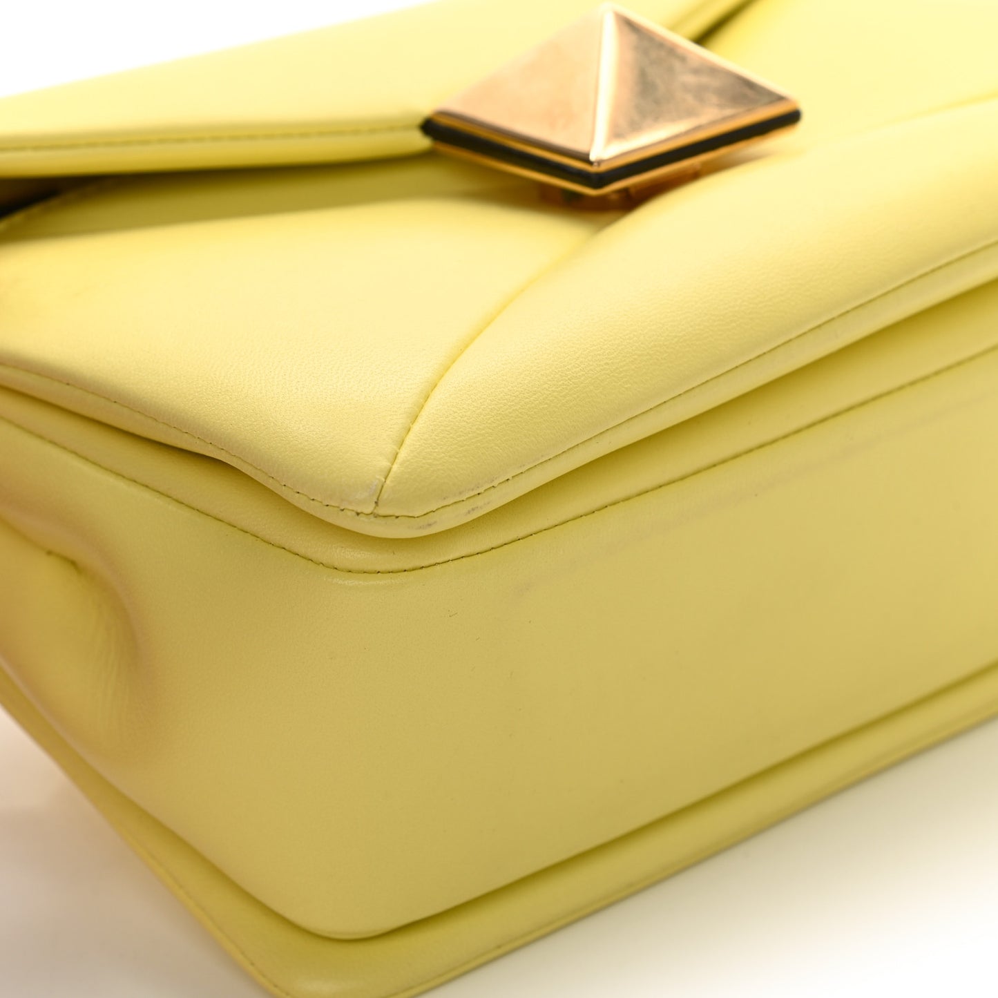 Nappa One Stud Chain Clutch Pale Yellow