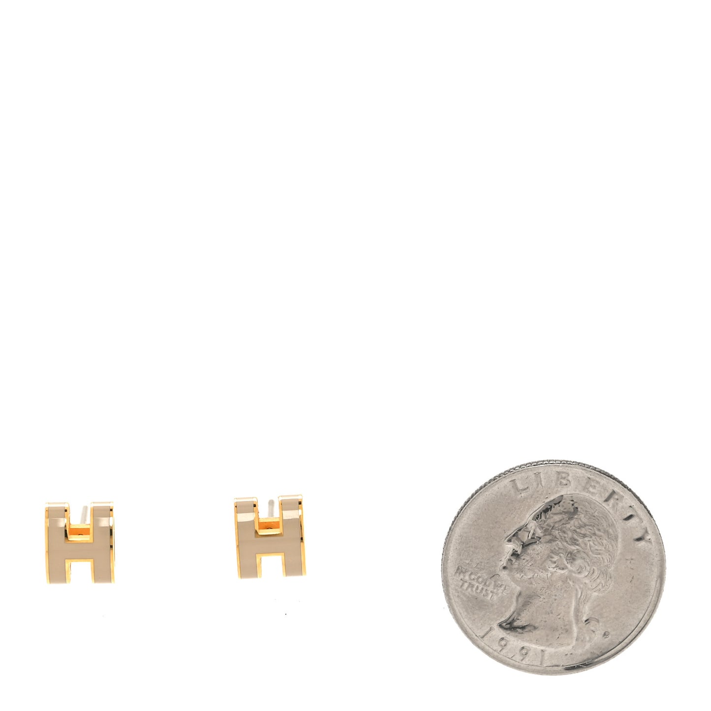 Gold Lacquered Mini Pop H Earrings Marron Glace
