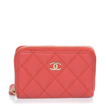 Chanel Caviar Quilted Zip Coin Purse Dark Pink 1 of 7