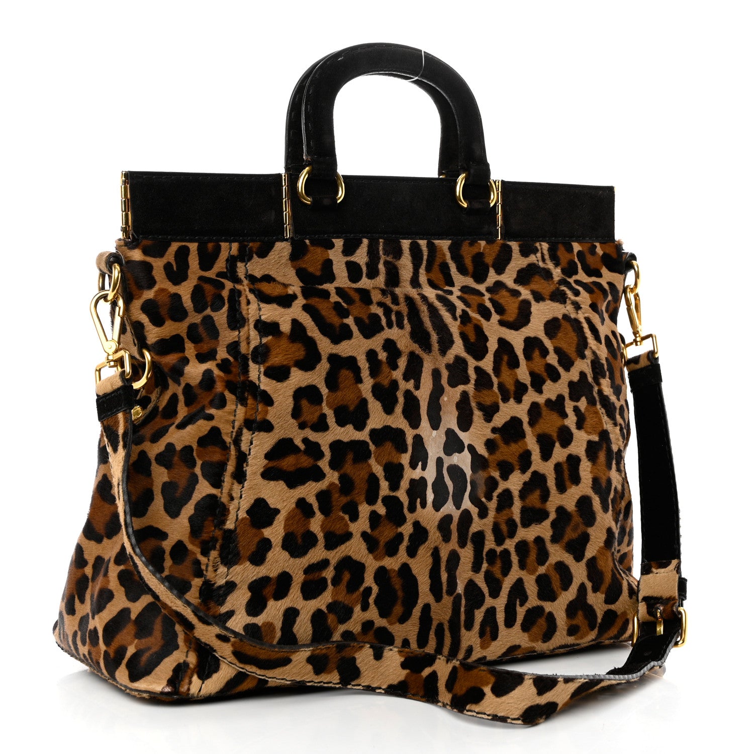 Prada Cavallino Leopard Print Tote Sabbia Moro 3 of 14