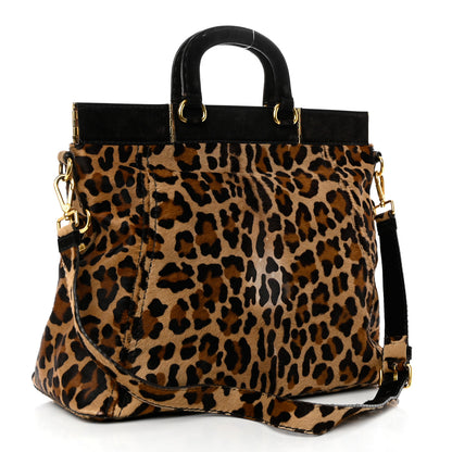 Prada Cavallino Leopard Print Tote Sabbia Moro 3 of 14