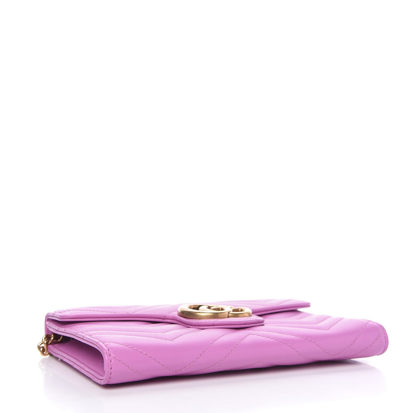 Calfskin Matelasse Mini GG Marmont Chain Wallet Candy Mousse