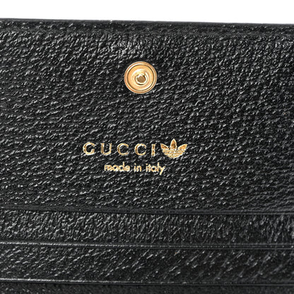 Gucci X ADIDAS Textured Dollar Calfskin Trefoil Horsebit 1955 Card Case Wallet With Strap Black Off White 6 of 9